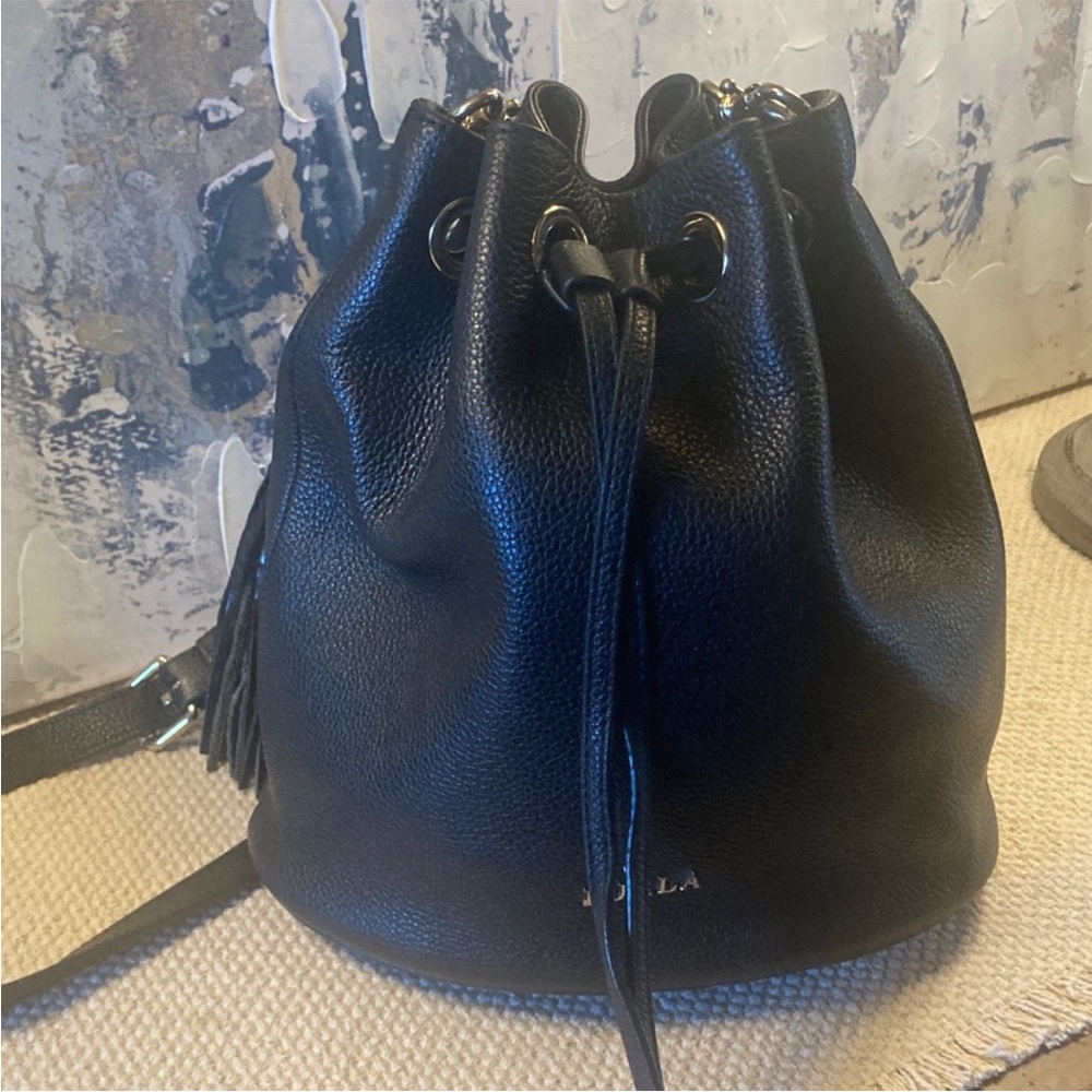Furla Black Leather Drawstring Bucket Bag - Picture 10 of 11